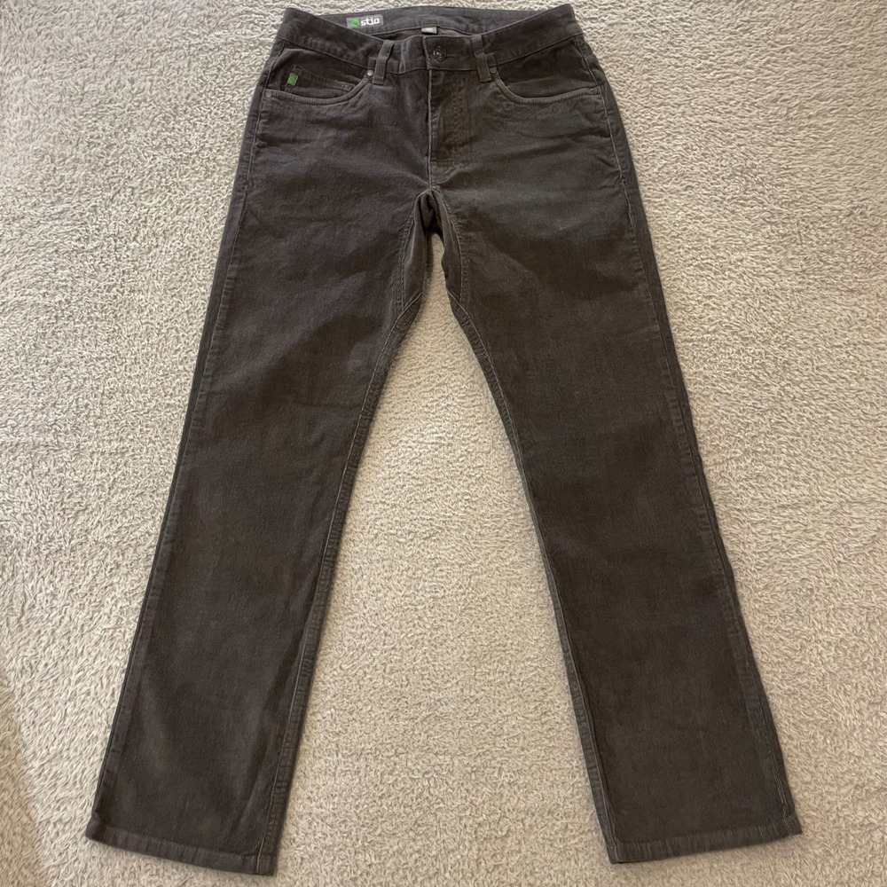 Stio Rivet Corduroy Pants Mens 30S (31x30) Gray Organic Cotton Stretch